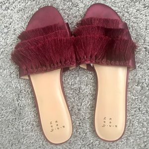 A New Day Burgundy Satin Slides